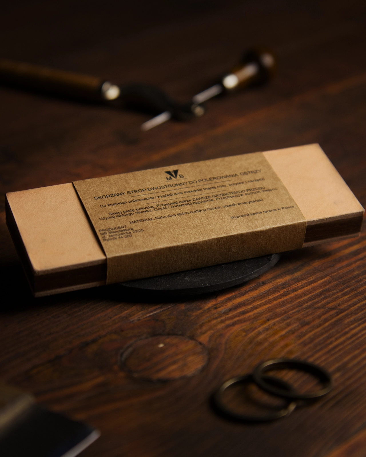 Strop Skórzany Dwustronny 14,5 Cm Orzech